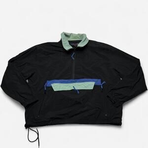 Vintage Aspen Colorblock Windbreaker Jacket Black/Teal/Blue L